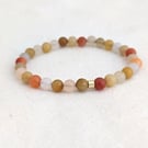 Frosted golden jade gemstone stretch bracelet 