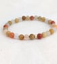 Frosted golden jade gemstone stretch bracelet 