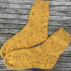 Handknitted socks, yellow tweed wool, UK 8-9 EUR 42-43, men’s gift