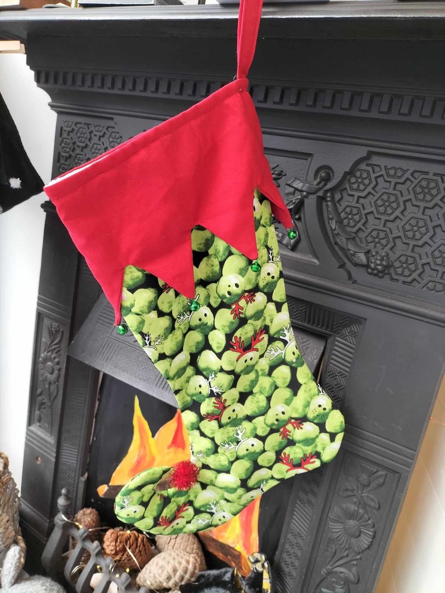CS07  Pixie elf Christmas stocking,  Christmas Sprouts