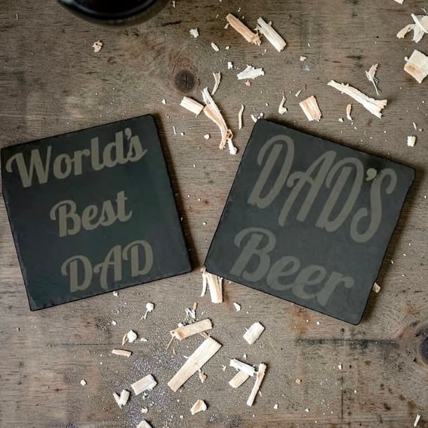 Dad’s Beer. World’s Best Dad Slate Coasters. Choice of 2. Reclaimed Welsh Slate