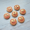 5 x Wooden Buttons - 20mm Heart Pattern