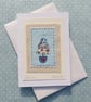 Little Tree, hand-stitched miniature textile on card with silver star at the top - Image 3