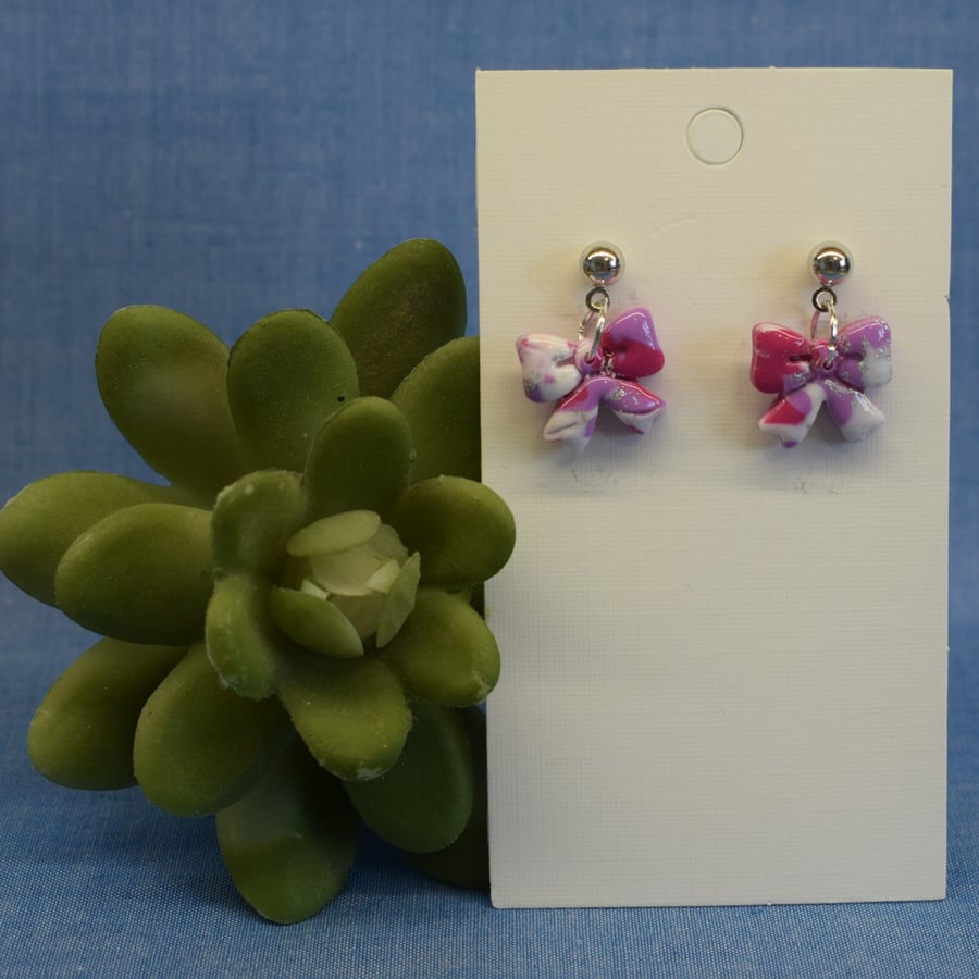 Bow Stud Dangle Earrings