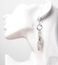 Silver feather earrings - long chain dangle stainless steel lever back earrings - Image 4