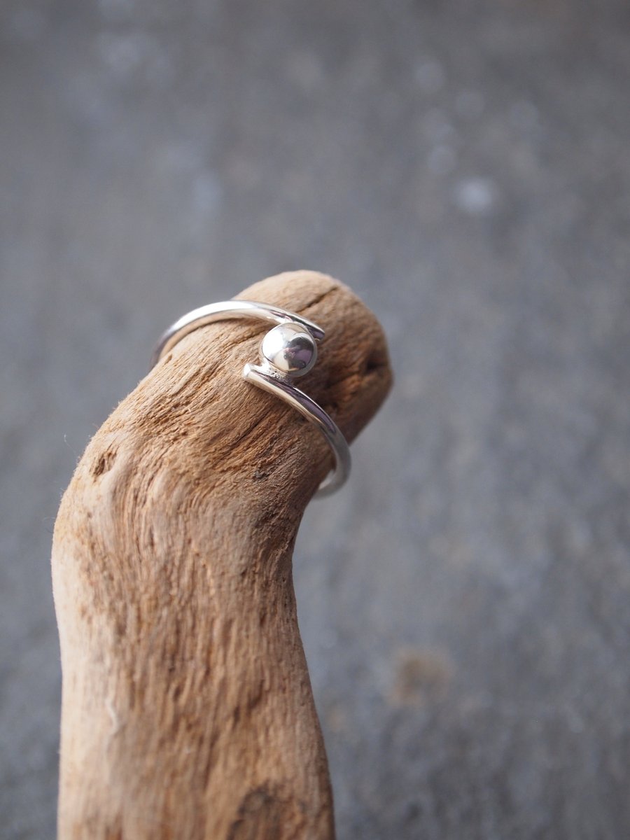 Silver ring, silver pebble ring