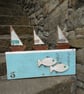 Rustic Coastal Wooden Boat & Fish Wall Art, Reclaimed Wood Nautical Decor