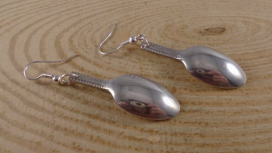 Upcycled Silver Plated Sugar Tong Spoon Earrings SPE082006