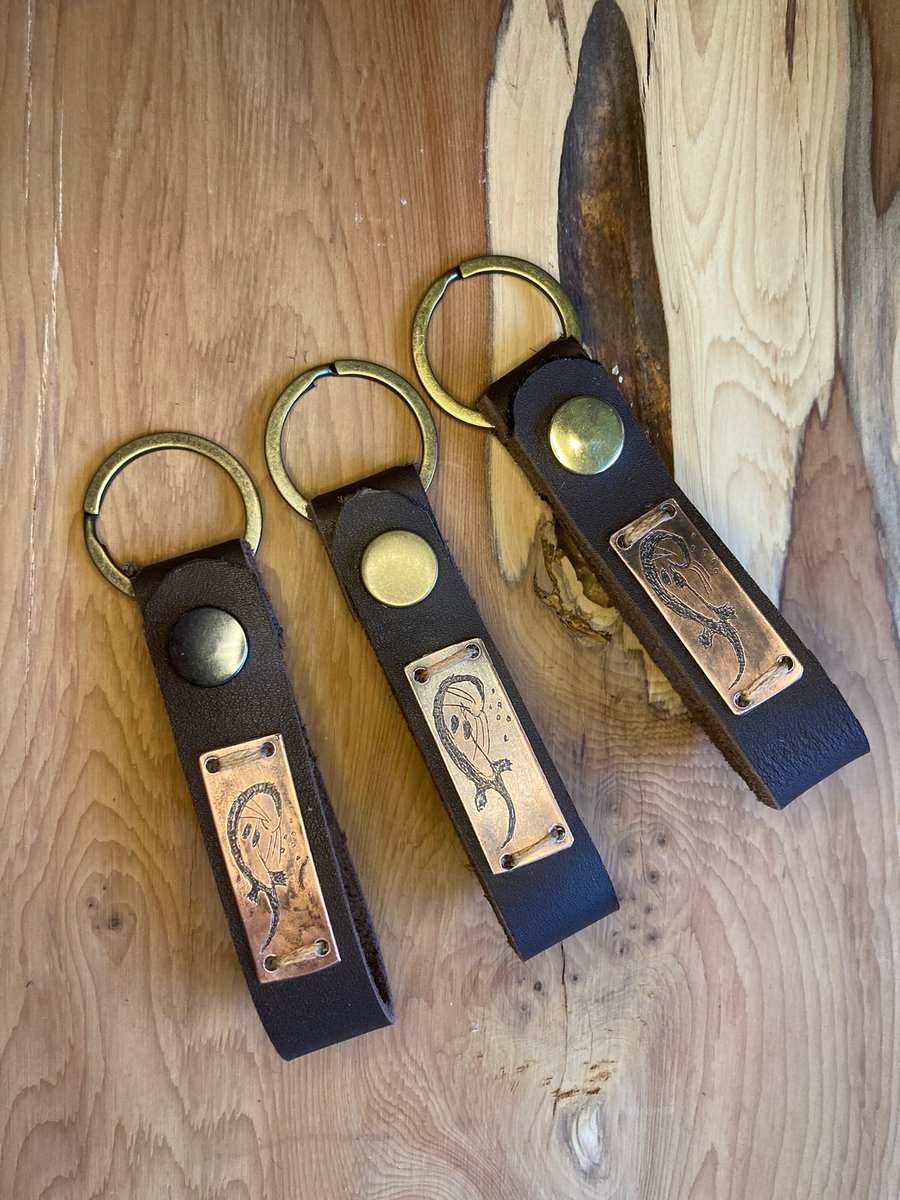 Otter - Handmade Etched Copper & Leather Beltloop Keyring