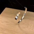 "Momenta" - Handmade Sterling Silver Hinged Bangle - Made to any size - 6x4mm 