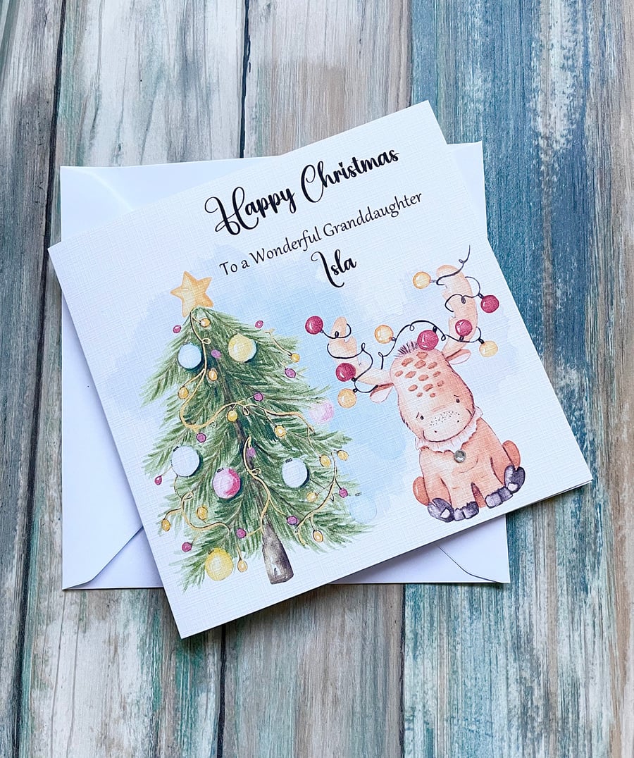 Cute Happy Christmas card for Niece, Granddaughter, Sister, Best Friend, Cousin