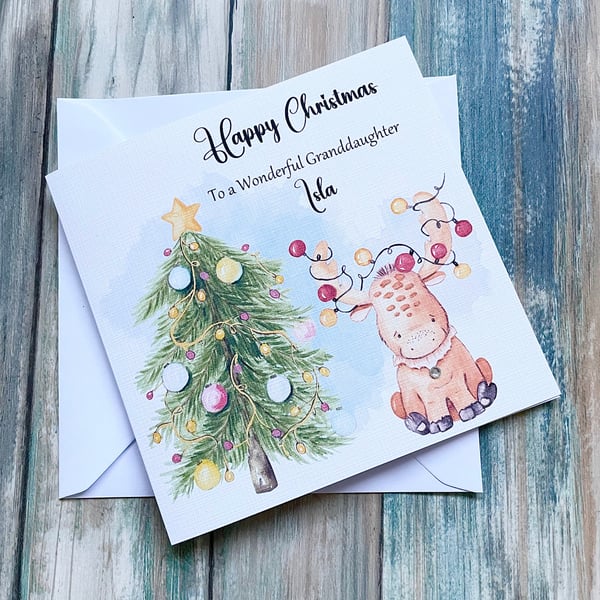 Cute Happy Christmas card for Niece, Granddaughter, Sister, Best Friend, Cousin