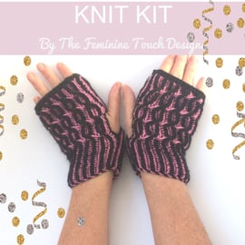 Swivel Brioche Fingerless Gloves Knitting Kit -