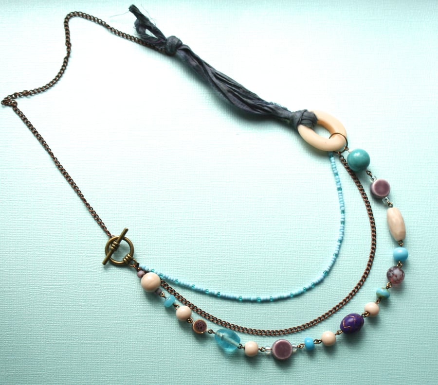 Bohemian-style multistrand necklace