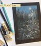 Moonlit Night Flower Meadow, original landscape art, wall art, floral landscape - Image 8