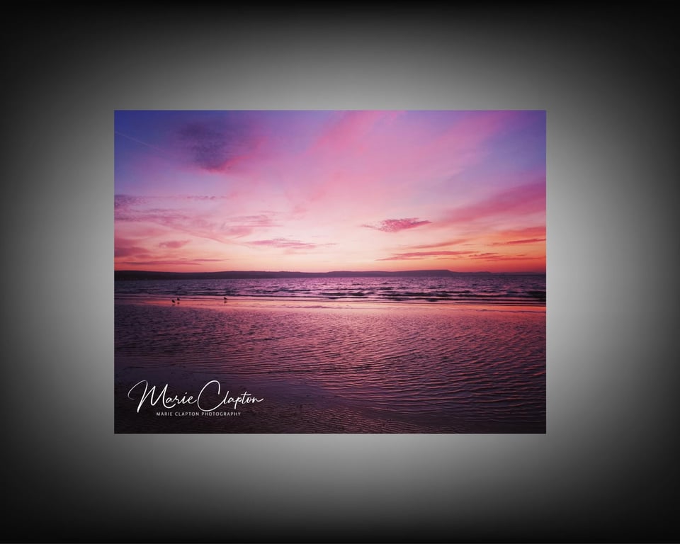 12x8 Inch Photo Print of Pink Sunrise Weymouth  Dorset