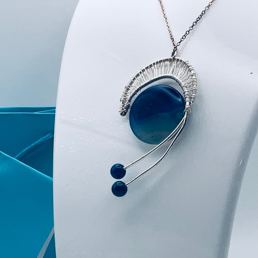 Beautiful Banded Agate Disc Pendant