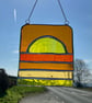 Perfectly Imperfect colourful & contemporary abstract Sunrise in Stained Glass