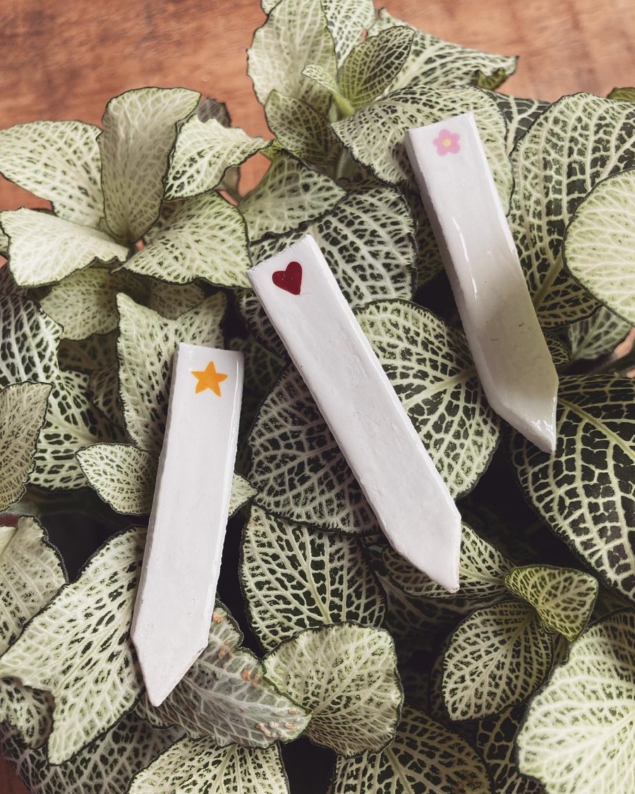 Set of Three Mini Plant Markers - Mini Tags - Plant Labels - Clay Markers