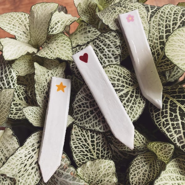 Set of Three Mini Plant Markers - Mini Tags - Plant Labels - Clay Markers