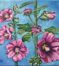 'Hollyhocks', Original Acrylic Painting, Garden Painting, Floral Painting, Gift. - Image 1