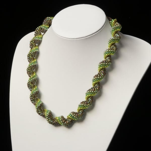 Dutch Spiral Necklace in Shades of Green