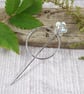 Shawl Pin, Sterling Silver Flower with White Shimmer Dichroic Glass
