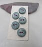 5 Small Round Sage Green Handmade Ceramic Buttons