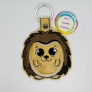 Embroidered hedgehog Keyring design 