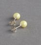 6mm Lemon Stud Earrings - Round Pale Yellow Studs - Small Coloured Pearl Studs - Image 2