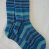 Hand knitted merino wool socks, size 7-8