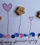 Happy Anniversary Card - Hearts, Flowers and Sequins - Blue and White Polka Dot - Image 6