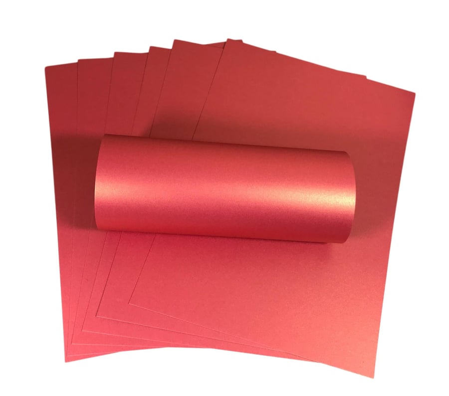 10 Sheets Magenta A4 Card With Gold Pearlescent Shimmer Decorative One Sided 300