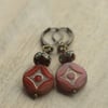Red Czech Star Bead with Diamante Rondelle & Swarovski Crystal Handmade Earrings