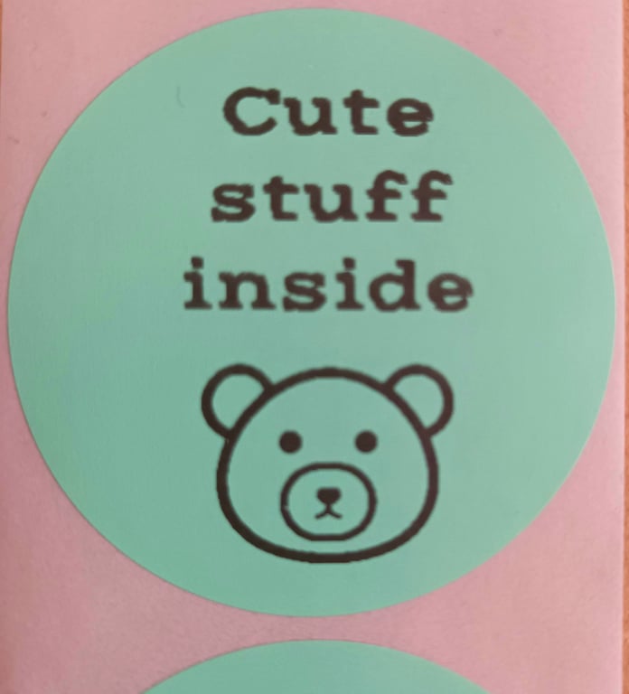 50 'Cute Stuff Inside' Thermal Printed Stickers (DG)
