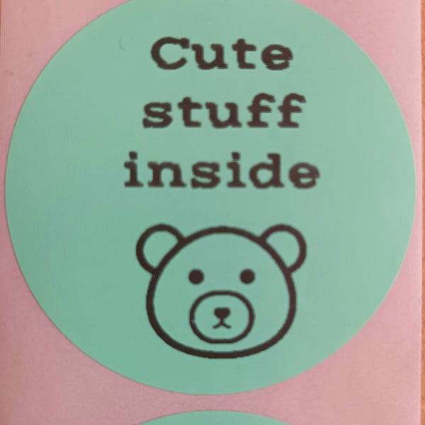 50 'Cute Stuff Inside' Thermal Printed Stickers (DG)