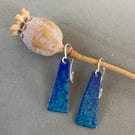Dark blue, turquoise sprinkles enamel earrings