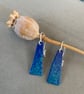 Dark blue, turquoise sprinkles enamel earrings