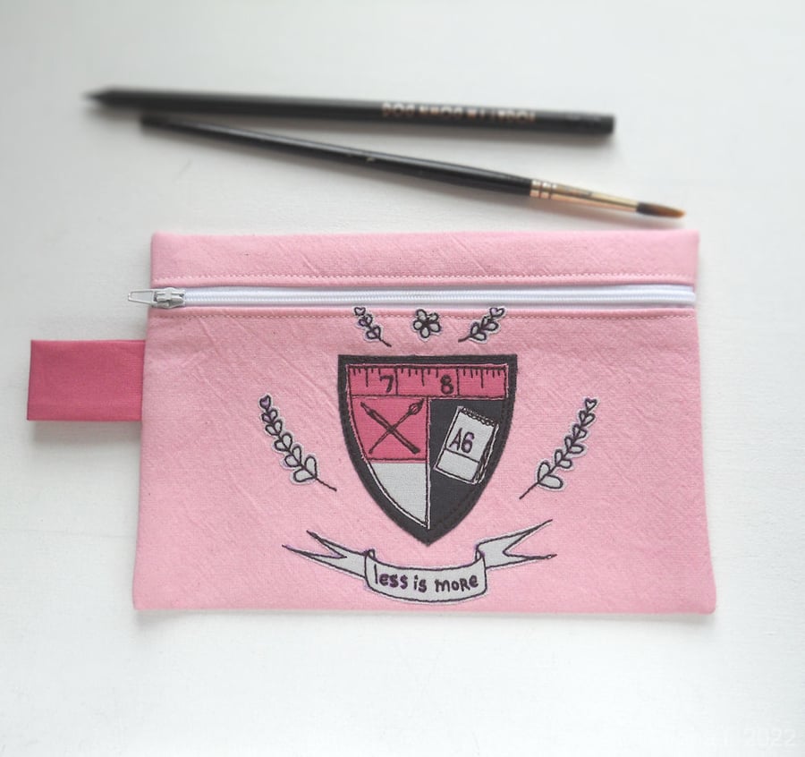 freehand embroidered pencil case for crafters - drawing