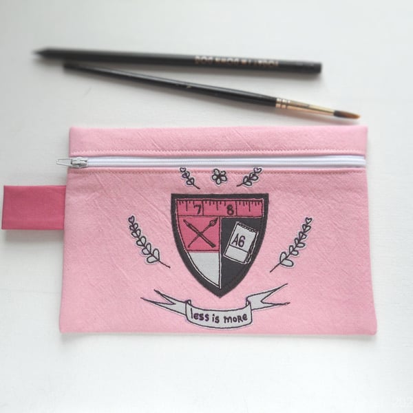 freehand embroidered pencil case for crafters - drawing