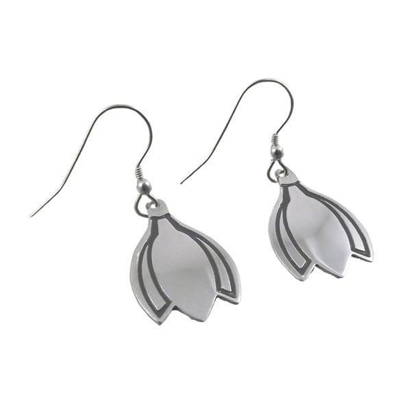 Snowdrop Drop Earrings, Handmade Silver Necklace