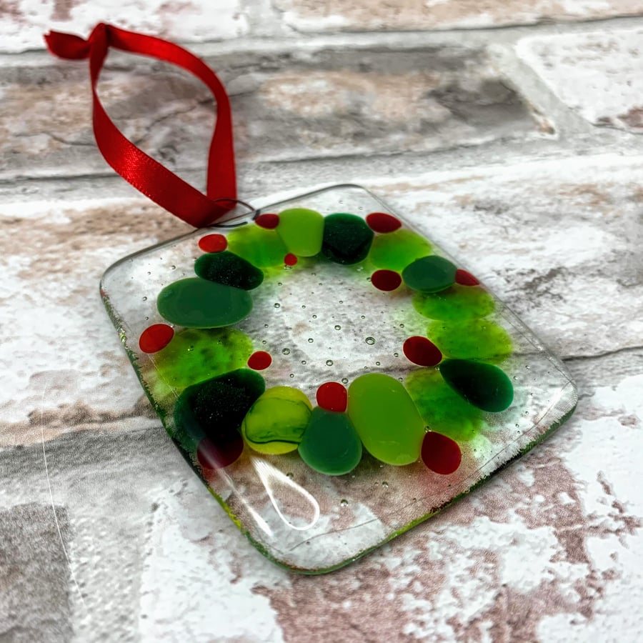 Fused Glass Christmas Wreath