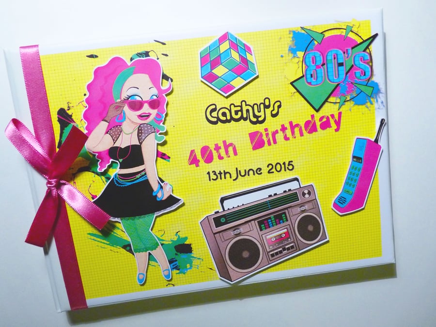 80's themed Birthday Guest Book, I love 80's party book, gift