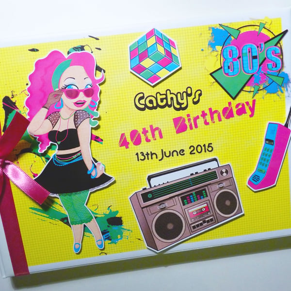 80's themed Birthday Guest Book, I love 80's party book, gift