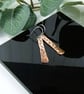 Earrings, Sterling Silver and Copper Heart and Dot Pattern Bar Droppers - Image 4