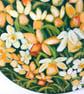 Daffodils original painting on circular thin wood.  Springtime decoration.    - Image 3