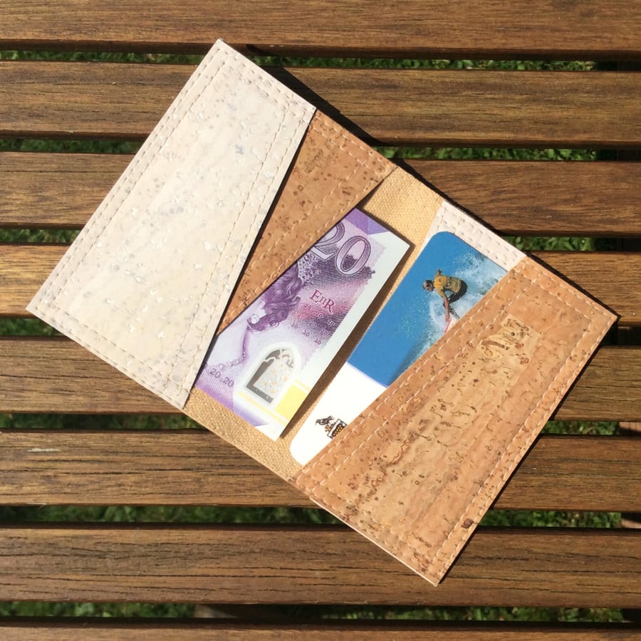 Cork cardholder, cream and natural 