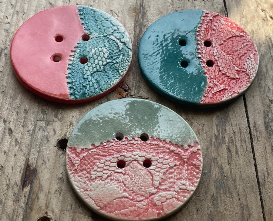 Handmade Ceramic Large Round Buttons sold individually 