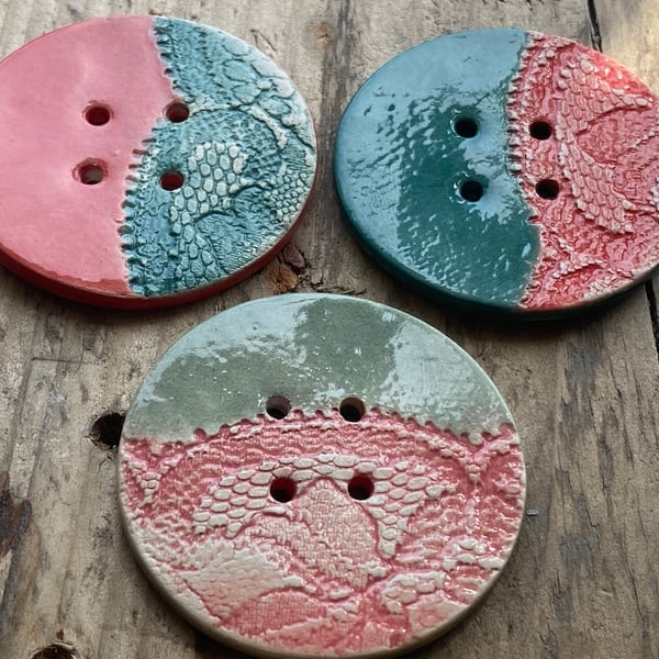 Handmade Ceramic Large Round Buttons sold individually 