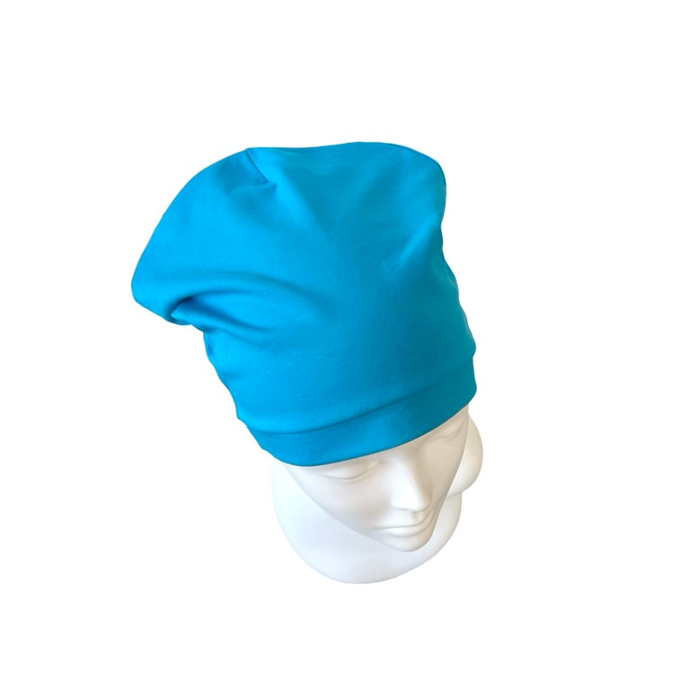Turquoise Blue Beanie Hat, Lightweight Beanie Hat, Stretchy Beanie Skull Cap 